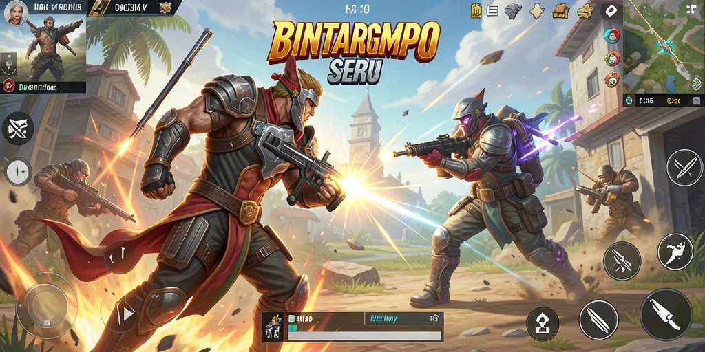 Tampilan gameplay BINTANGMPO dalam pertempuran Battle Royale yang mendebarkan.