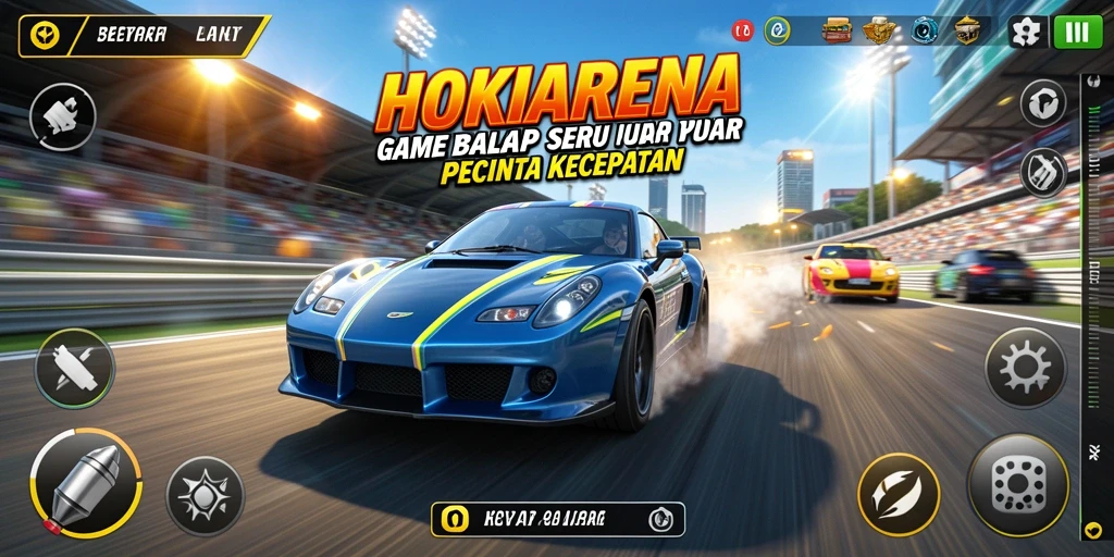 Screenshot menampilkan momen balapan seru di HOKIARENA.
