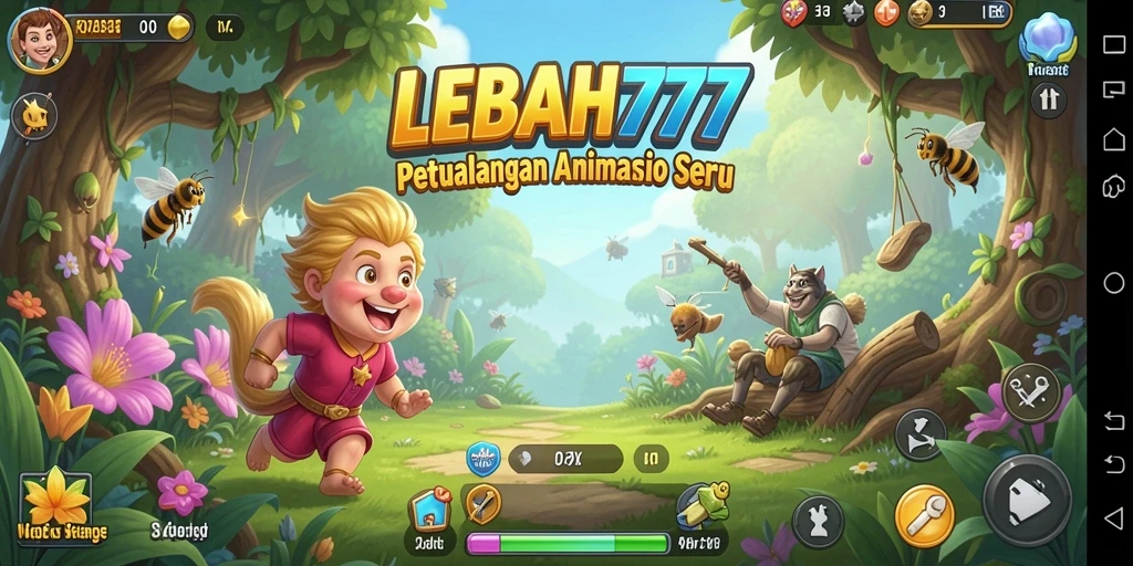 Screenshot gameplay LEBAH777 menampilkan karakter Anime yang sedang bertualang.