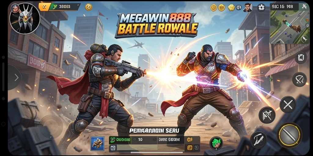 Tampilan seru gameplay Battle Royale di MEGAWIN888.
