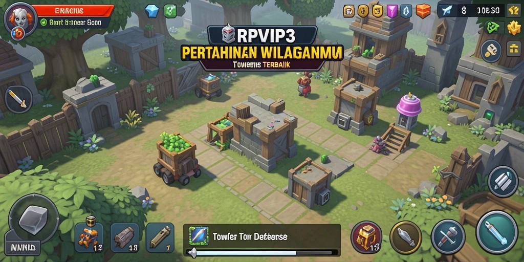 Tampilkan gameplay menegangkan dari RPVIP3 saat mempertahankan menara.