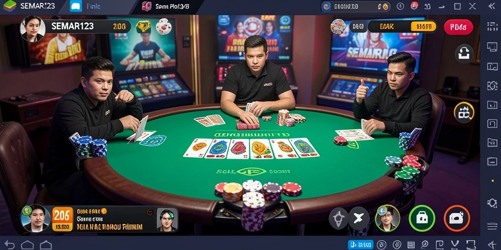 Tampilan menarik dari gameplay Poker di SEMAR123.