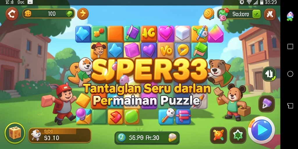 Tampilan menarik dari gameplay SUPER33 dengan tantangan Puzzle yang seru.