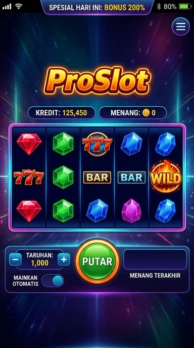 Tampilan utama aplikasi proslot yang user-friendly.